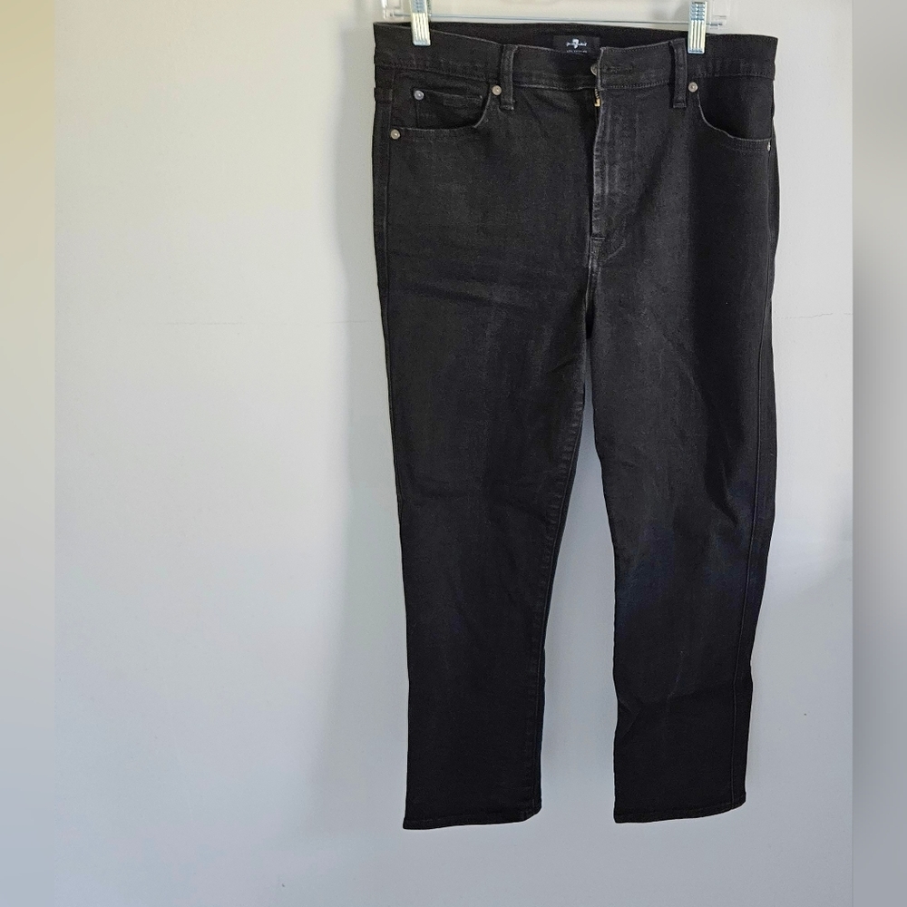 7 for All Mankind black straight crop jeans